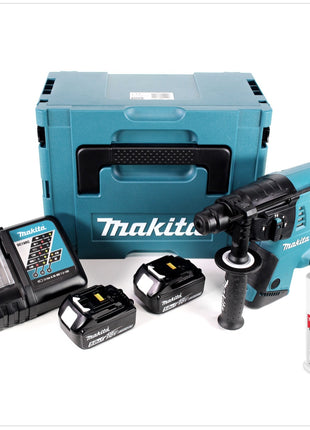 Makita DHR 263 RTJ 2x18V / 36 V SDS-Plus Akku Bohrhammer mit 2 x 5,0 Ah Akku + DC18RC Ladegerät im Makpac 4 + Bohrerfett - Toolbrothers