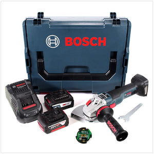 Bosch GWS 18 V-150 SC Professional Akku Winkelschleifer 150 mm in L-Boxx mit GCY 30-4 Connectivity Modul + 2x GBA 6,0 / 6,3 EneRacer Ah Akkus + GAL 1880 Ladegerät