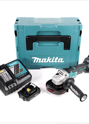 Makita DGA 455 RAJ Akku Winkelschleifer 18 V 115 mm Brushless + 2x Akku 2,0 Ah + Ladegerät + Makpac - Toolbrothers