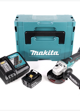 Makita DGA 455 RF1J Akku Winkelschleifer 18 V 115mm Brushless + 1x Akku 3,0Ah + Ladegerät + Makpac - Toolbrothers