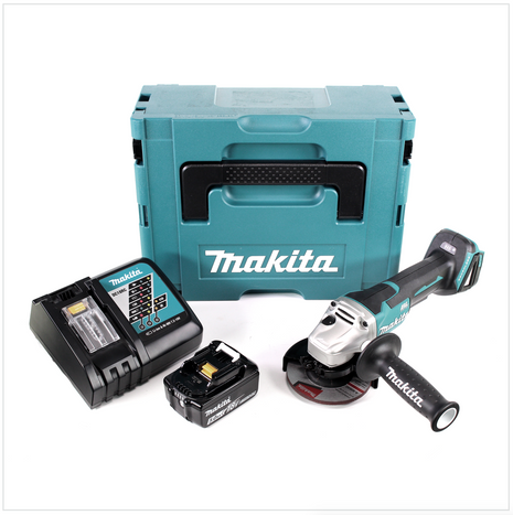 Makita DGA 455 RT1J Akku Winkelschleifer 18 V 115mm Brushless + 1x Akku 5,0Ah + Ladegerät + Makpac - Toolbrothers