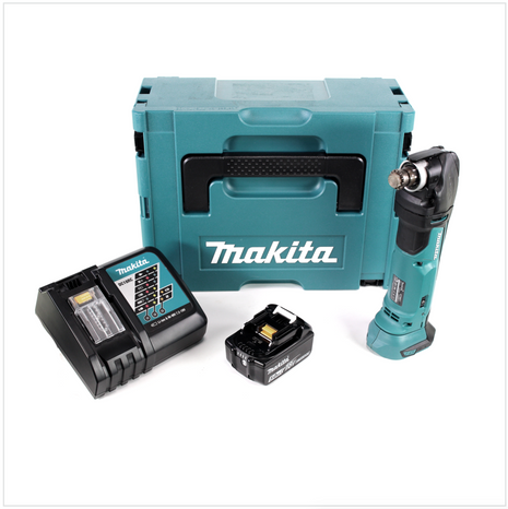 Makita DTM 51 RT1J 18V Li-Ion Akku Multifunktionswerkzeug im Makpac + 1x BL 1850 B 5,0 Ah Li-Ion Akku + DC 18 RC Akku Schnellladegerät - Toolbrothers