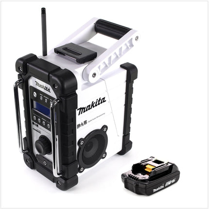 Makita DMR 109 A1 W Akku Baustellen Radio 7,2 - 18 V weiß + 1x Akku 2,0 Ah - ohne Ladegerät - Toolbrothers