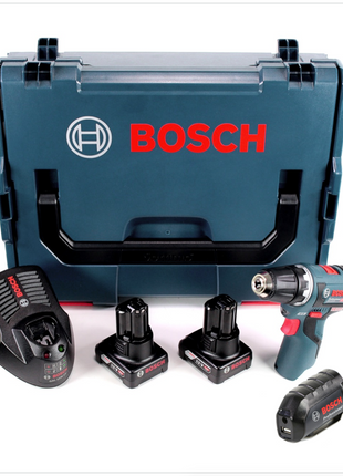 Bosch GSR 12V-20 Professional Akku Bohrschrauber Brushless 20Nm + L-Boxx + 2x Akku 4,0Ah + 1x Ladegerät + 1x GAA 12V USB Adapter - Toolbrothers