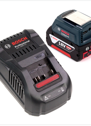 Bosch USB Power Set 18 V mit GAA Professional USB Adapter für 14,4 V / 18 V Akkus + 1x GBA 18V 4,0 Ah Li-Ion Einschub Akku + 1x Schnell Ladegerät GAL 1880 CV - Toolbrothers