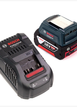 Bosch USB Power Set 18 V mit GAA Professional USB Adapter für 14,4 V / 18 V Akkus + 1x GBA 18V 5,0 Ah Li-Ion Einschub Akku + 1x Schnell Ladegerät GAL 1880 CV - Toolbrothers