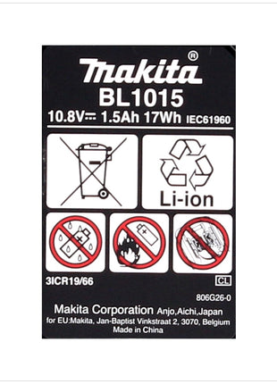 Makita BL 1015 - 10,8 V -  1,5 Ah / 1500 mAh Li-Ion Akku ( 197390-1 ) - Toolbrothers