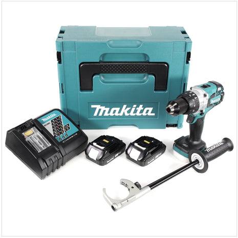 Makita DHP 481 RAJ Akku Schlagbohrschrauber 18 V 115 Nm Brushless + 2x Akku 2,0 Ah + Ladegerät + Makpac - Toolbrothers