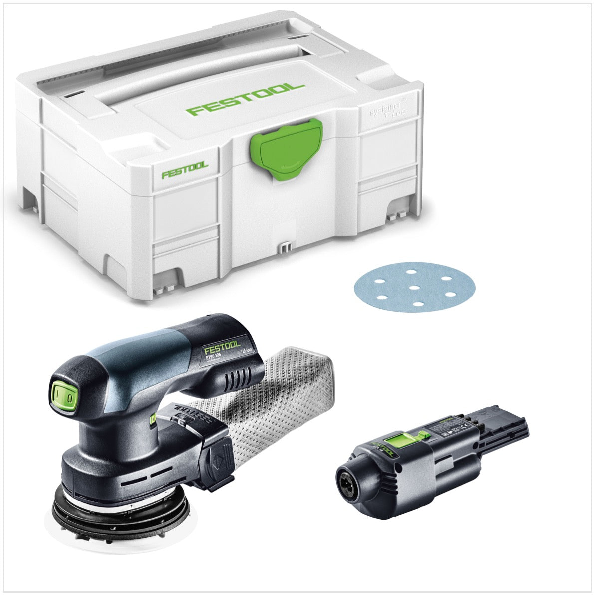 Festool ETSC 125 akumulatorowa szlifierka oscylacyjna bezszczotkowa 18V 125mm + 1x zasilacz sieciowy ACA 220-240/18V Ergo + Systainer