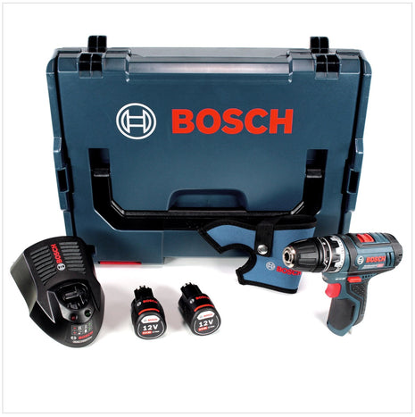 Bosch GSR 12V-15 FC Professional FlexiClick Akku Bohrschrauber mit Bohrfutteraufsatz in L-Boxx mit 2x Bosch GBA 3,0 Ah Akku und GAL 1230 CV Ladegerät - Toolbrothers