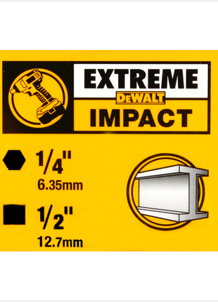 DeWalt DT 7508 Extreme Impact Schlagschrauber Adapter 1/2" - Außenvierkant Aufnahme auf 1/4" - Innensechskant Aufnahme - Toolbrothers