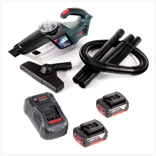 Bosch GAS 18V-1 Professional Li-Ion Akku Staubsauger Hand Sauger + 2x GBA 4,0 Ah Akku + GAL 1880 CV Ladegerät - Toolbrothers