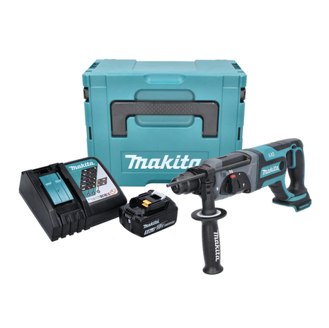 Makita DHR 241 RT1J Akku Bohrhammer 18V 2 0 J SDS plus 1x Akku 5 0 Ah Ladegeraet Makpac 1 - toolbrothers