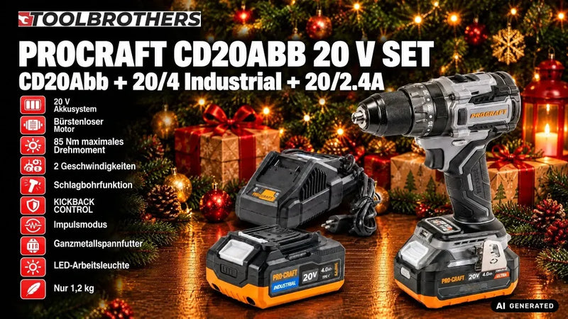 Procraft Industrial CD20Abb Akumulatorowa wiertarko-wkrętarka udarowa 20 V 85 Nm solo - bez akumulatora, bez ładowarki