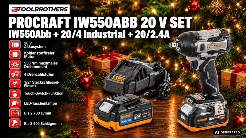 Procraft Industrial IW550Abb Akumulatorowy klucz udarowy 20 V 550 Nm 1/2" Solo - bez akumulatora, bez ładowarki