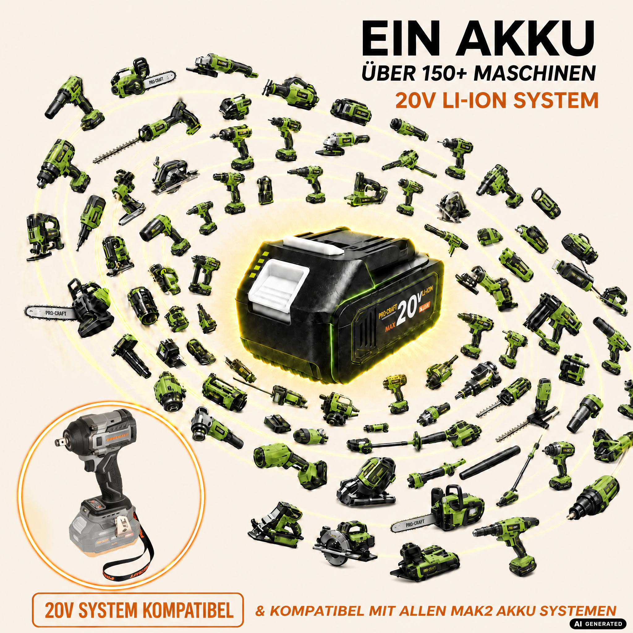 Procraft Industrial IW550Abb Akumulatorowy klucz udarowy 20 V 550 Nm 1/2" + 1x akumulator 4,0 Ah - bez ładowarki