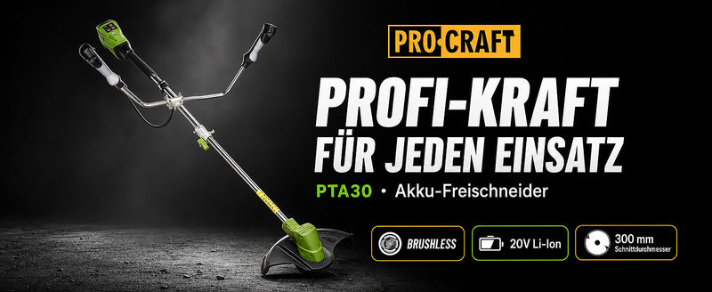 Procraft PTA30 akumulatorowa podkaszarka szczotkowa 20 V 300 mm bezszczotkowa Solo - bez akumulatora, bez ładowarki