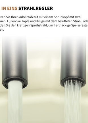 Rosenhahn & Söhne Sylt 100 Küchenarmatur mit Brause- 360° drehbarer Wasserhahn Küche - Armatur Küche [schwarz] - 2-fach verstellbare Spültischarmatur - Brause & Strahl - Anschlussschläuche - Toolbrothers