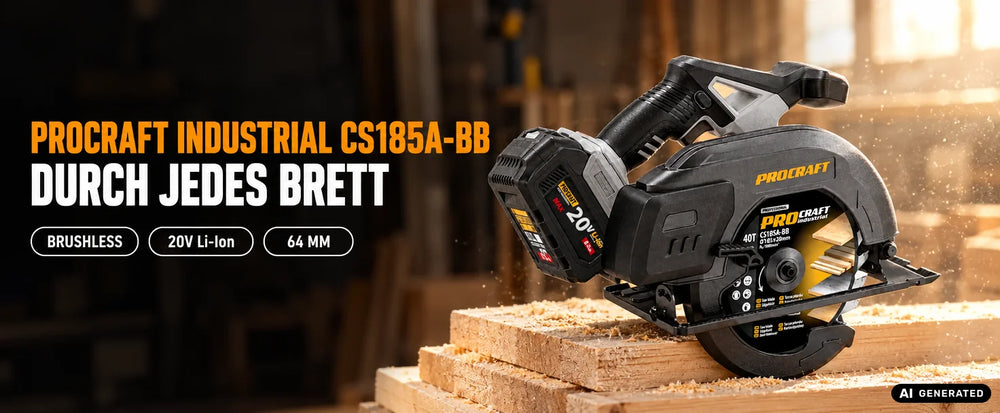 Procraft Industrial CS185A-BB Akumulatorowa ręczna piła tarczowa 20 V 185 mm Brushless Solo – bez akumulatora, bez ładowarki